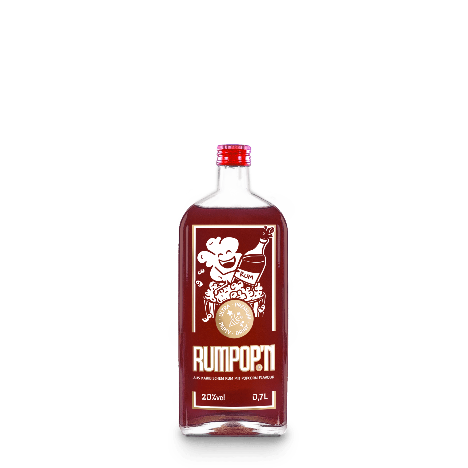 RUMPOP`N | 20% | 0,7L | 5 Jahre gereifter Rum + Popcorn Geschmack mit Vanille und Karamell Noten