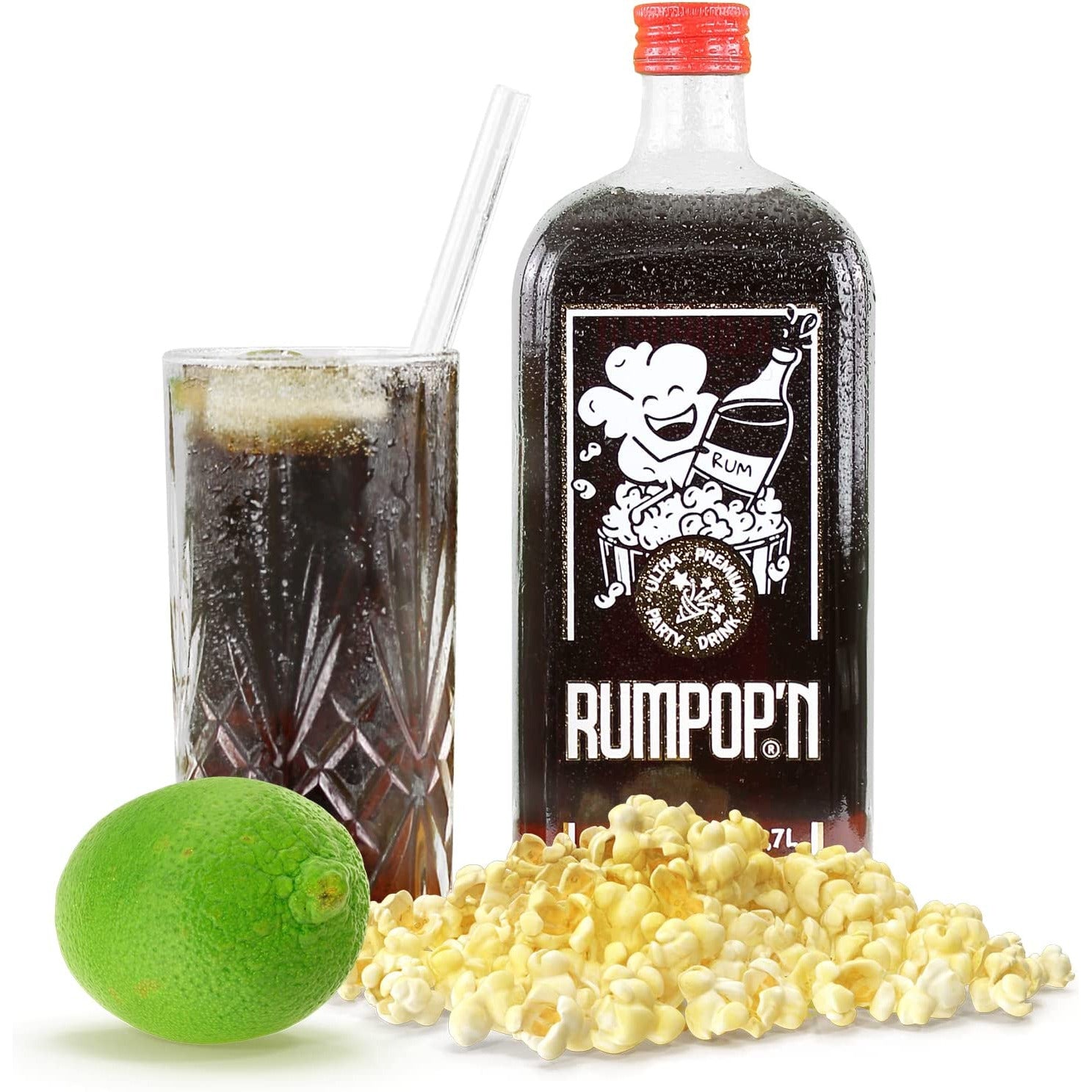 RUMPOP`N | 20% | 0,7L | 5 Jahre gereifter Rum + Popcorn Geschmack mit Vanille und Karamell Noten